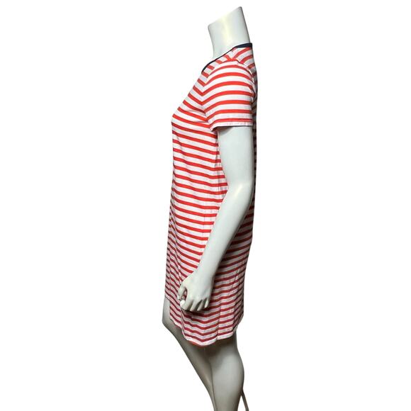 J.Crew Re-Imagined Red & White Striped T-Shirt Dress Size S Eco-Friendly Cotton - Picture 2 of 8